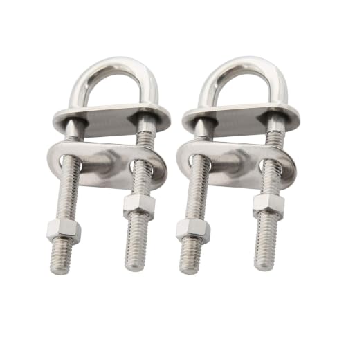 NovelBee 4pcs 3/8" Stainless U Bolts,Bow Eye for Boat,Thread Length:2-5/8"