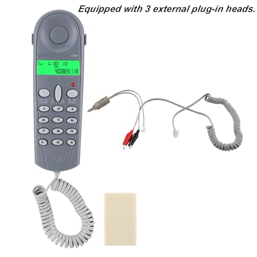Goshyda Wired Telephone Phone Line Tester, Wired Fixed Telephone Phone Line Network Cable Tester Butt Test Tester Lineman Tool Cable Set(Blue)