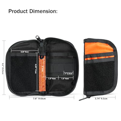 VIPERADE VE22 EDC Pouch Small Pocket Organizer with 9 Compartments, Pocket Tools Pouch with DIY Patches Areas, Compact Multitool Organizer Bag for Men Orange
