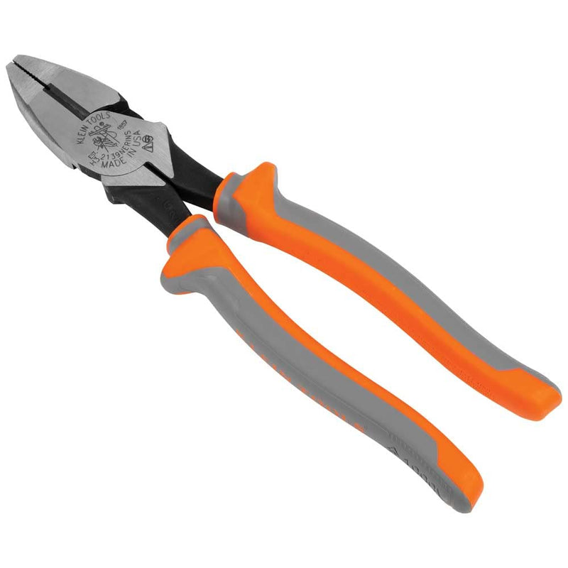 Klein Tools 2139NERINS 1000V Insulated Side Cutter Pliers, Made in USA, High Leverage Design, Induction Hardened Knives, 9-Inch