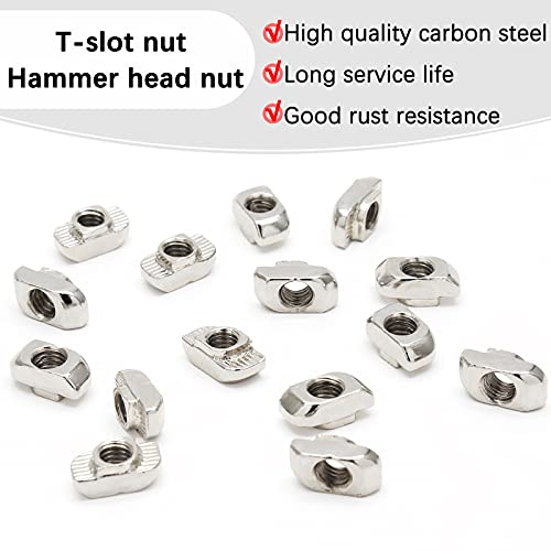Sliding T Nuts, M8 Thread, 10mm T-Slot, 50 Pcs 40S-M8