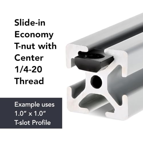 8020, 3479, 10 Series Bolt Assembly, 1/4-20 X 3/4" (.75") Button Head Socket Cap Screw (BHSCS) with Slide-in Standard Steel T-Nut T-Slot Hardware Fasteners Combo 80/20 (25) 25