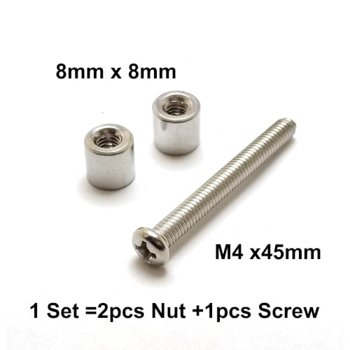 12 Sets/lot 45mm Stainless Steel 304 Screw 5/16" (8mm) Nut Rod Loveless Bolts Knife Handle Fasteners for Knife Maker Knife Shaft Fasteners（FBA）