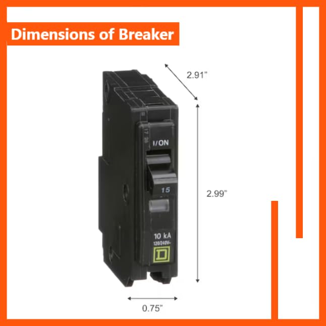 Genuine Square D QO115 QO 15 Amp Circuit Breaker Kit (2 Pack), Single Pole, 15A, 120V, 10kAIC, Plug-in for QO Load Centers & Panel Box, Visi-Trip, New Replacement 15 Amp Kit