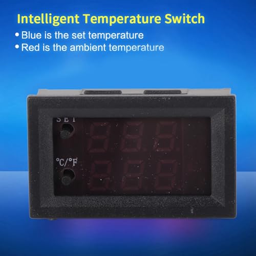 Temperature Controller, Digital Display DC 12V Thermostat, -50 to 110 Celsius Programmable Temperature Sensor for Home, Heater, Equipment Case