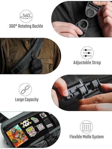 TACTICAL_GEEK Crossbody Shoulder Bag, Multipurpose Daypack, Chest Backpack Casual Sling Bag for Men & Women (L3C-Grey) L3c-grey