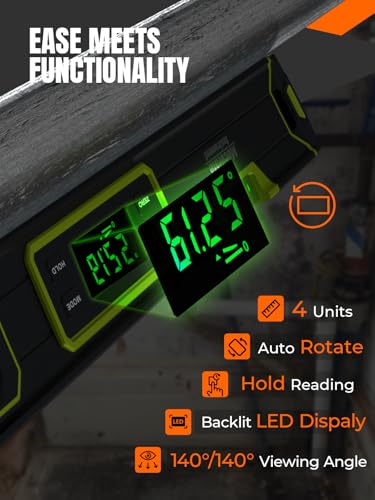 Mecurate 16-Inch Magnetic Digital Level, Electronic Angle Finder, ±0.1° 16-Inch Digital Level
