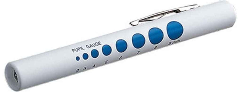 EMI 6 Pack - Bright LED Disposable White Diagnostic Penlights with Imprinted Pupil Gauge - Medical Pen Light for Nurse, Student, EMT, Doctors, and More