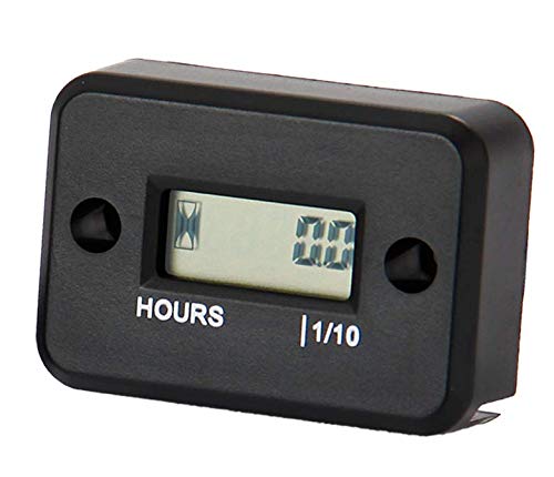 Digital LCD Inductive Hour Meter Hourmeter Waterproof for Marine Boat SnowBlower Inverter Generator Motorcycle ATV Lawn Mower and Small Gas Engine(Black) BLACK