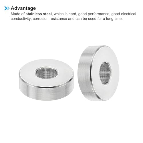 PATIKIL M6 Stainless Steel Spacers, 10 Pcs Metal Spacer Stainless Steel 6.2mm ID x 16mm OD x 6mm L Spacer Screw Standoff Round for 1/4" or M6 Screw Bolts
