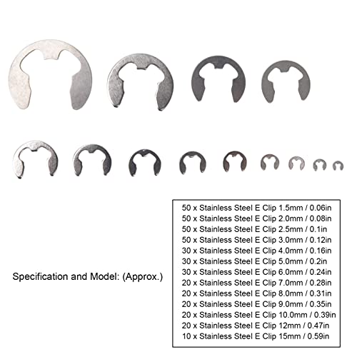 Retaining Ring, E Clip Standard Design 1.5mm-15mm Wide Use Good Match for Gear for Shaft for Bearing