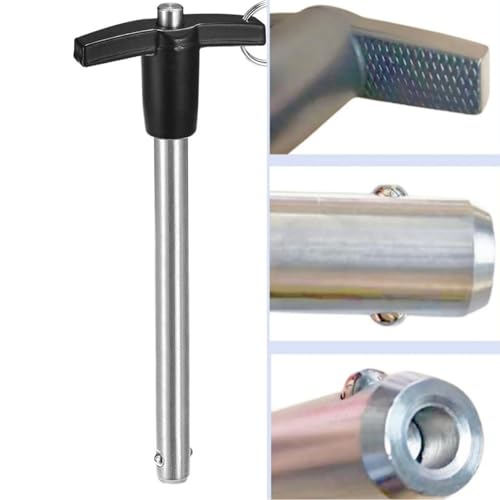 Stainless Steel 304 T Handle Lock Pins Push-Button Quick Release Pin, Pin Dia 1/2in(12.7MM). Clamping Length 58mm with Lanyard Cable (12.7X58mm 2pcs) 12.7X58mm 2PCS