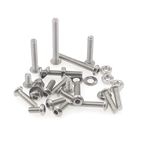 Metric M3 304 SS Button-Head Socket Cap Screws, Nuts & Washers Kit
