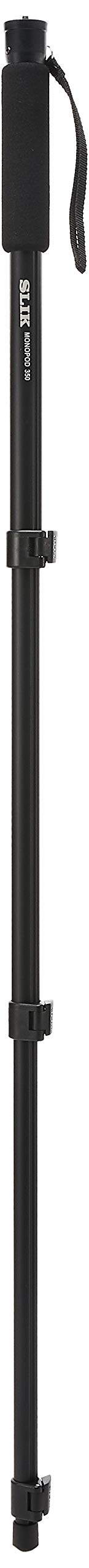 SLIK Monopod 350 Black Anodized Aluminum Construction 62" Tall (618-350) - Folds Down to 20", Weighs 11oz, Supports 11lbs, Soft Foam Wrapped Grip, Lever Locks