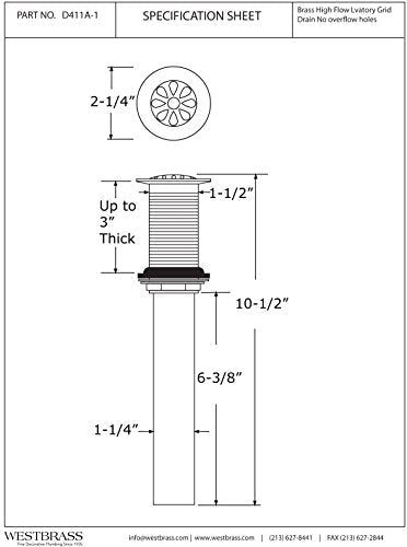 Westbrass R411A-1-07 Bathroom Sink Drain Assembly with Rapid Draining Crowned Grid Without Overflow Holes - Exposed, Satin Nickel