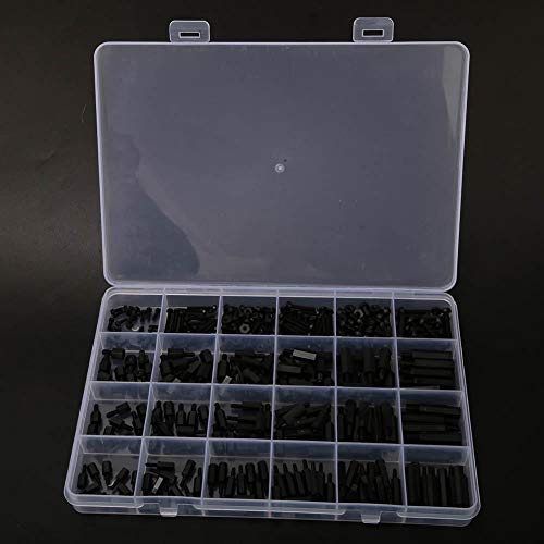 Spacer Screw Nut Assortment Kit, 360Pcs M2/M2.5/M3 Black Nylon Male Female Hex Standoff Spacer Screw Nut Assortment Kit for PCB, Quadcopter Drone, Computer Circuit Board