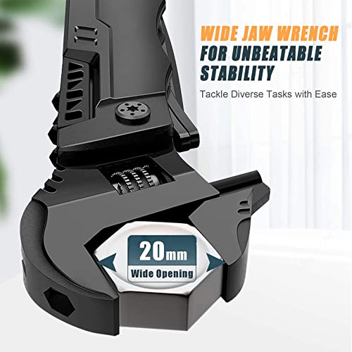Hanboost Multitool Wrench 19 In 1 Multipurpose Camping Gear Pocket Size Adjustable Wrench with Pliers, Wire Cutter, Cutting Saw, Bottle Opener for Maintenance, Camping and DIY,Gift for Him Matte Black