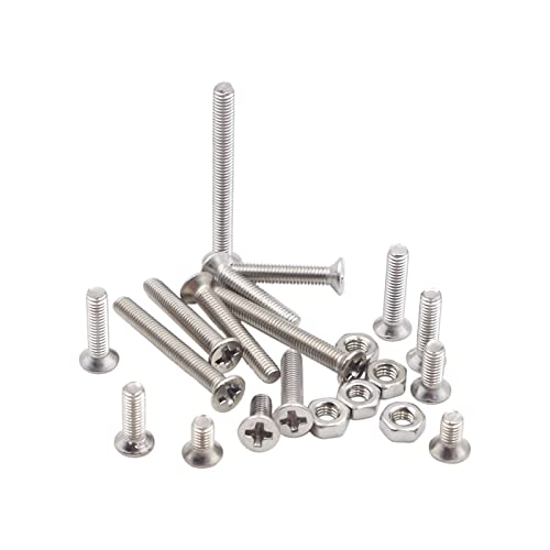 240PCS M3 Stainless Steel Phillips Flat Head Machine Screws Hex Nuts Assortment Kit