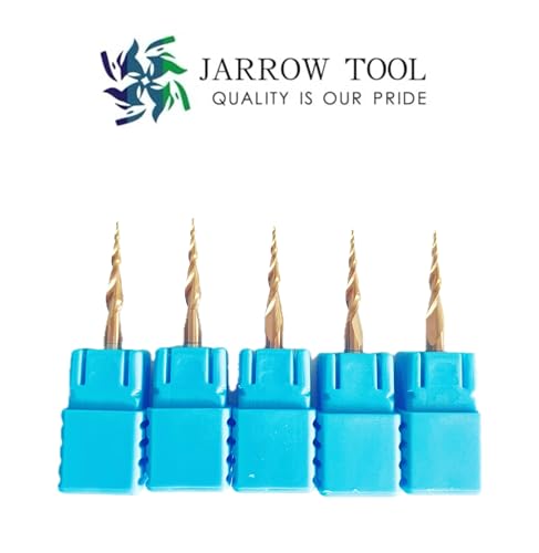 5Pcs Tapered Ball Nose Carving End Mill 1/8 inch Shank, with 0.5mm Tip Diameter (Radius=0.25MM) Tips 3D Woodworking Tool CNC Router Bits Radius=0.25MM 5.0