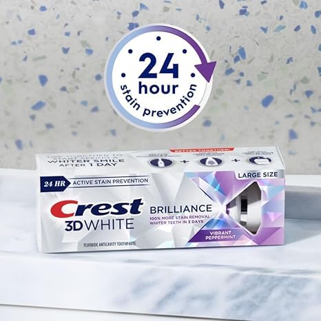 Crest 3D White Brilliance Vibrant Peppermint Teeth Whitening Toothpaste, 4.1 Ounce (Pack of 3)(Packaging May Vary) 4.1 Ounce (Pack of 3)