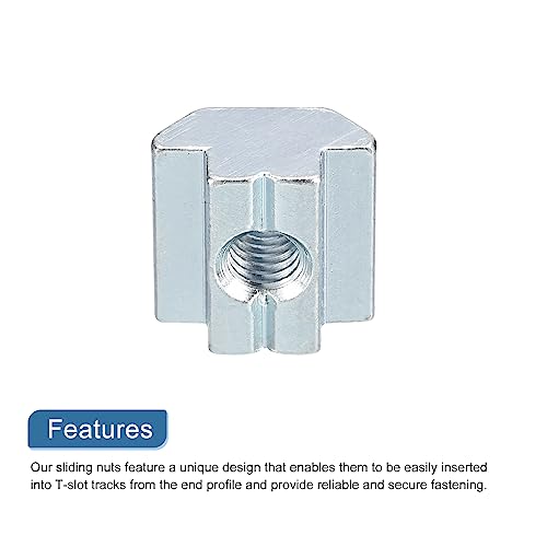 uxcell t Nuts, 24pcs - Galvanized Carbon Steel t Slot Bolts, 4545 Series M8 Hammer Head Fastener, Sliding t Nuts for Aluminum Extrusion Profile (Silver)