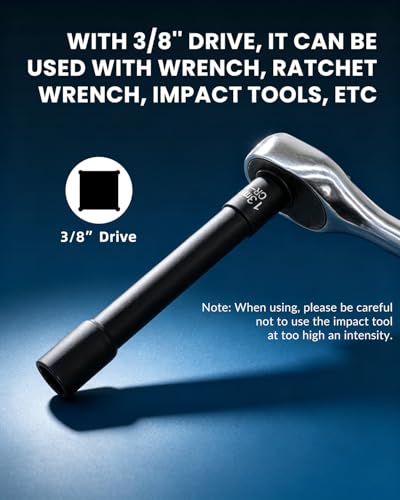 DPTOOL 5pcs 3/8in Drive Metric Extra Deep Socket Kit 12 Point