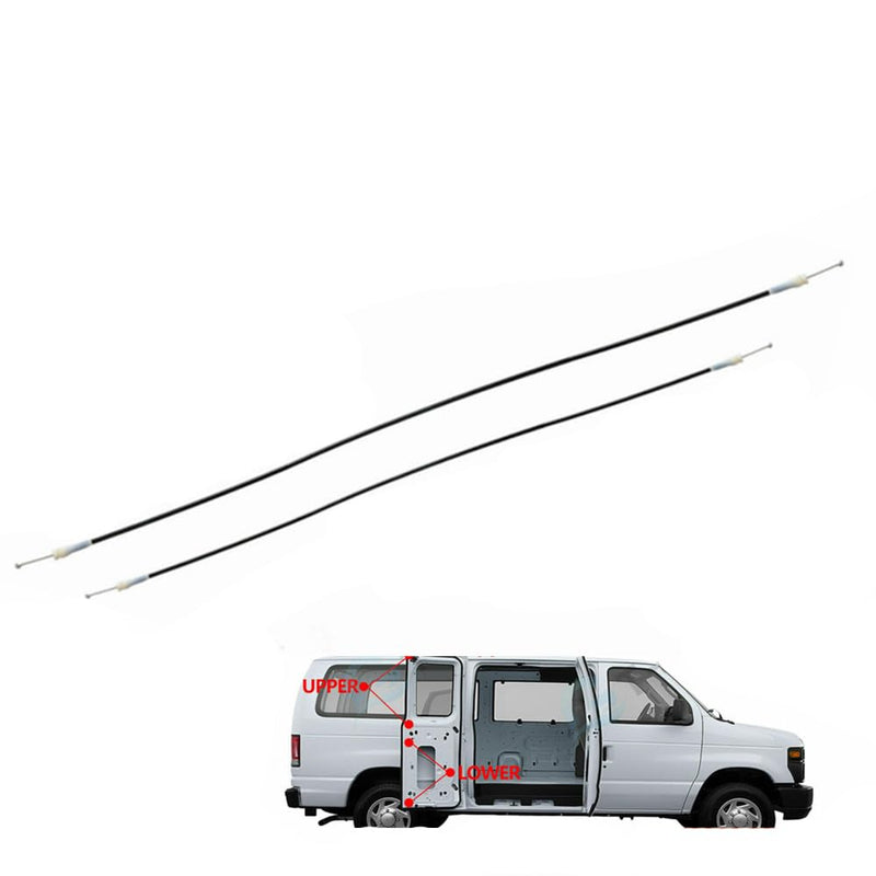 Side Cargo Door Left Upper & Lower Latch Release Cable for Ford E150 E250 E350 E450 2003-2007 AC2Z-15264A26-B, 6C2Z-15264A01-AA Upper&Lower