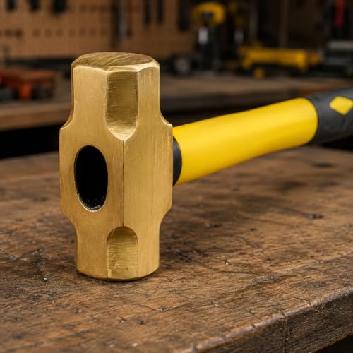 Stark USA 1lb Brass Sledge Hammer (16oz) Fiberglass Handle, Drilling Hammer, Crack Hammer, Die-Forge, Corrosion Resistant, 12.5" Brass Hammer 1 Pack