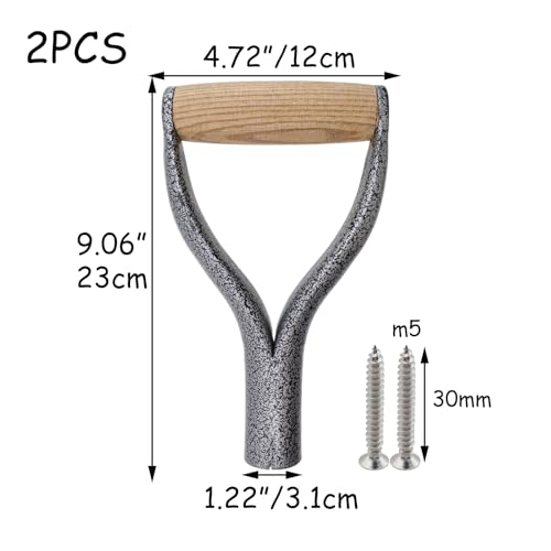 HEVSTIL 2Pk Silver Shovel D Grip Handle, Replacement for Digging Tools