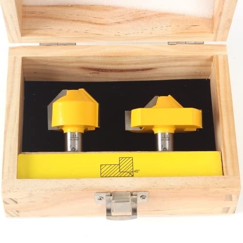 YONICO Joinery Router Bit Set 2 Bit Rabbet Miter 1/2-Inch Shank 15233 2 Bit Rabbeted Miter - 1/2" Shank