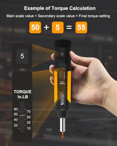 Uharbour 10-80 in.lb Torque Screwdriver Set, 1/4" Bit Adapter