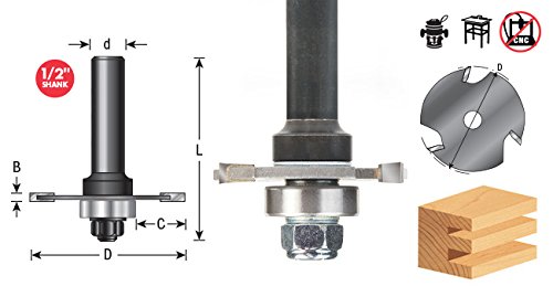 Amana Tool 53400-1 Slotting Cutter Assembly 3 Wing x 1-7/8 D x 1/16 CH x 1/2 Inch SHK Router Bit