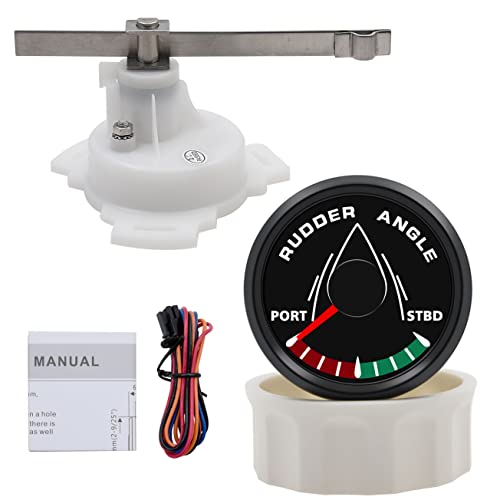 KAOLALI 52mm Rudder Angle Indicator Waterproof Gauge Meter 0-190 ohm with Mating Angle Sensor for Boat Yacht 52mm 9-32V Backlight（Black） Black + Angle Sensor