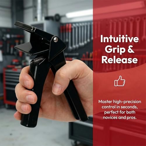 RTV Silicone Tube Extrusion Tool, Efficient RTV Tube Squeezer, Easy Control 2.5" Industrial Size Dispenser Tool to Reduced Material Waste (Black) Black