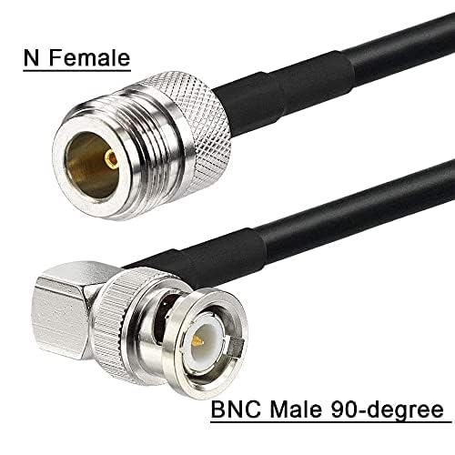 Superbat Type N to BNC Cable 3ft N Type Female to Right Angle BNC Male Coax Cable RG58 Jumper for Radio Scanners Antenna Repeater System Commo Equipment n female to bnc male right