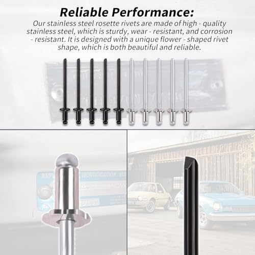 XTPTFABS 10Pcs Rosette Rivet,Anti-Rust Stainless Steel Construction