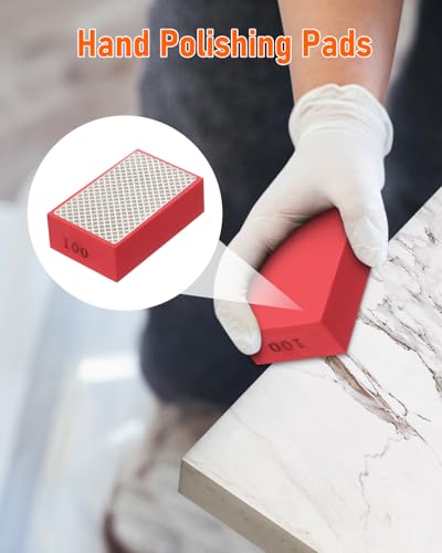 12 Pack Diamond Hand Polishing Pads, 60-1000 Grit Diamond Sanding Pads 12