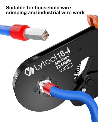 Lytool Wire Ferrule Crimping Tool AWG 28-5 Square Ratchet Crimper Square Wire Crimping Pliers