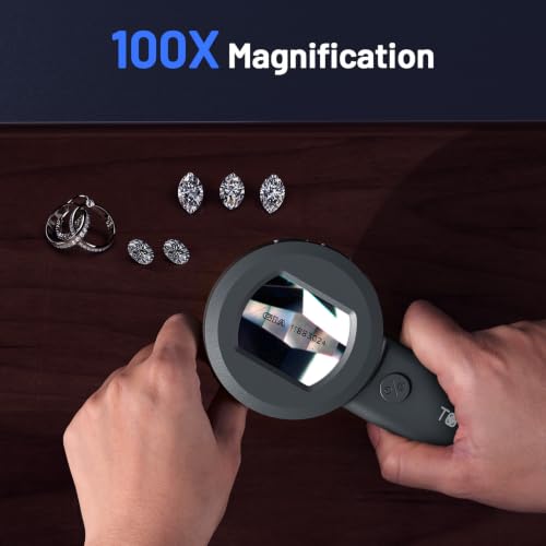 TOMLOV P10 Microscope for Adults Kids, Handheld Coin Magnifier with Light Black