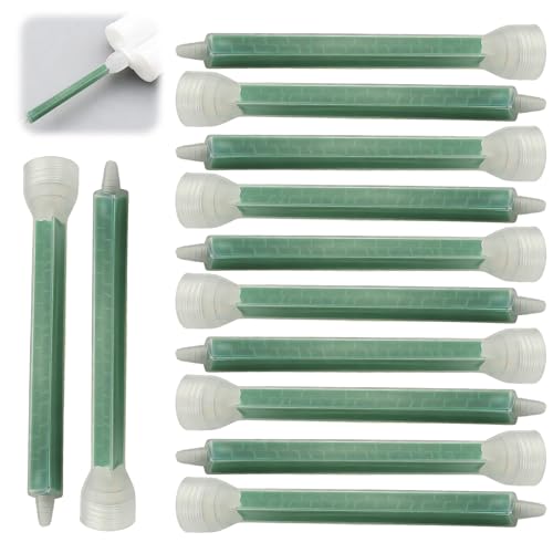12-Pack Epoxy Mixing Nozzle, Static Mix Nozzle Adhesive Tips Square for Adhesive Cartridges, 1:1 and 2:1 Ratio Applicator with 24 Element Mixer