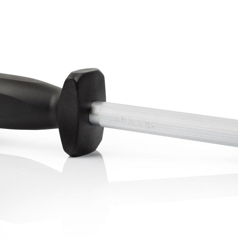 ARCOS Sharpening Steel 12 Inch Nitrum Stainless Steel and 300 mm blade. Series Chaira. Body Carbon Steel Chromium Coated 11 - Handle Polypropylene. Lightweight and smooth shapes. Color Black.