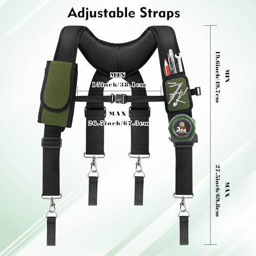 Tool Belt Suspenders, Adjustable Tool Belt for Men Green
