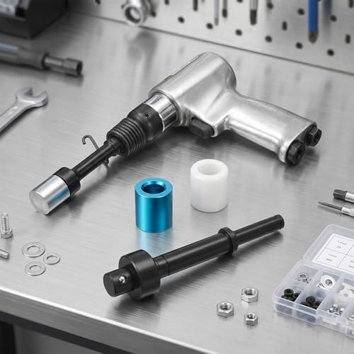 Hicarer 3 Pack Air Hammer Soft Tip Kit 1.14"/29 mm Diameter Replaceable Hammer Heads Include Aluminum Brass Nylon Head Bits with 0.401" Forged Steel Handle Shank for Air Hammers Softer Blow Work