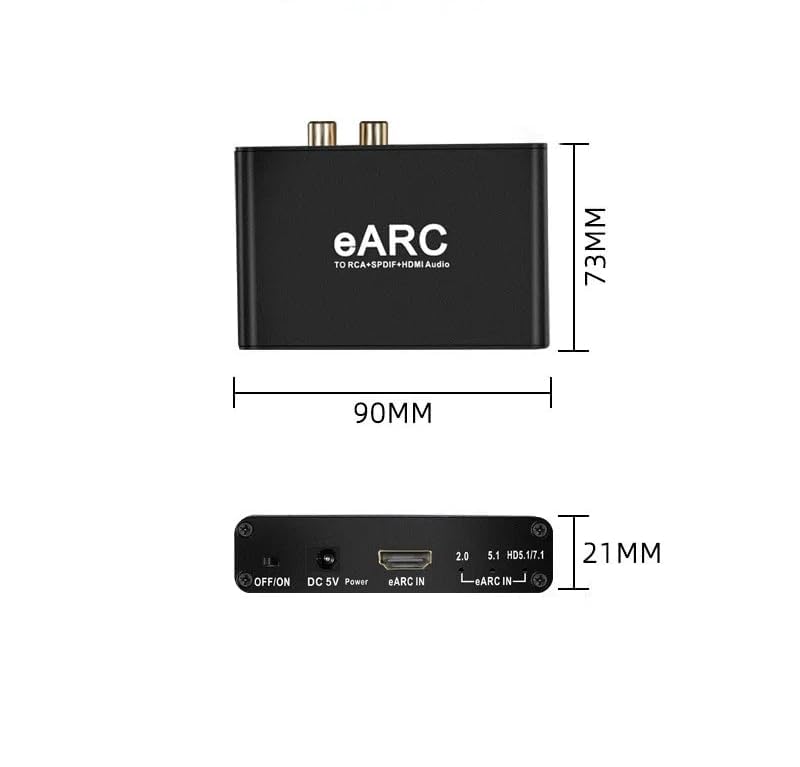 eARC Audio Extractor HDMI ARC Audio Converter eARC to HDMI Audio Optical/SPDIF RCA L/R 3.5mm Jack Digital to Analog Adapter DAC Converter ARC1