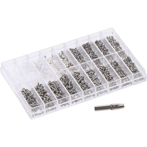 M1/M1.8/M2/M2.5 Phillips Pan Head Small Machine Screws, Tiny Screws, Mini Screw Assortment Kit Repair Screws for Glasses, Watches, Clocks (with Screwdriver & Tweezer)