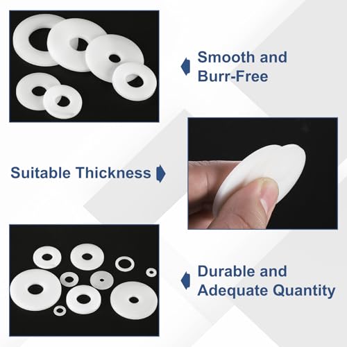 uxcell 25Pcs M16 Nylon Flat Washers Plain Washer 16mm ID 50mm OD 3mm Thick Plastic Washers for Screws Bolts Garden Faucet Plumbing Washers Repair, White 25