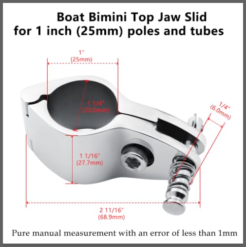 YANYUCB Bimini Top Jaw Slide Marine Stainless Steel 316 Heavy Duty Boat Bimini Canopy Fitting Hardware Tube for Boat Yacht 2 Pack 1 inch