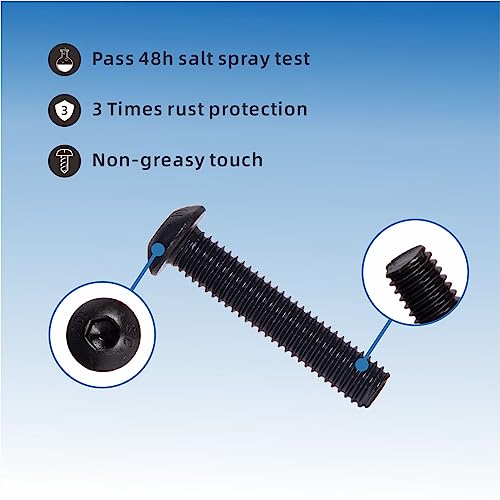 150PCS Button Head Hex Socket Cap Screws Bolts Nuts Washer Assortment Kit,10.9 Grade Alloy Steel Black Oxide, M6 x 12/16/20/25/30mm 150 1.0 Millimeters