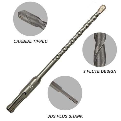 6Pcs 12Inch SDS Plus Rotary Hammer Drill Bits Set - Carbide Tipped - Rotary Hammer Drill Bits for Brick, Stone, Concrete (3/16'', 1/4'', 5/16'', 3/8'', 7/16'', 1/2'' x 12”) 6PCS(3/16'',1/4'',5/16'',3/8'',7/16'',1/2'' x 12”)