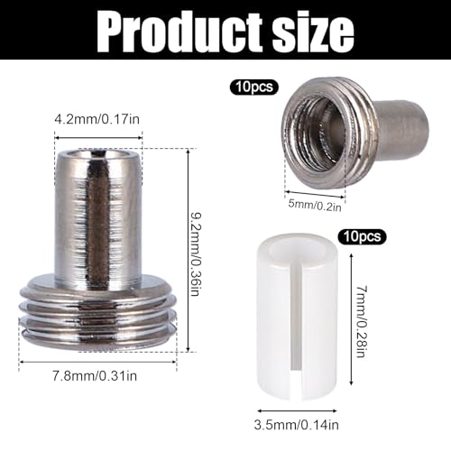 20pcs VFL Fiber Optic Visual Fault Locator Replacement Parts, Include 10 Ceramic Core Tube Sleeves & 10 Metal Heads Tips for Fiber Optic Tester Network Cable Tester & Light Meter 20